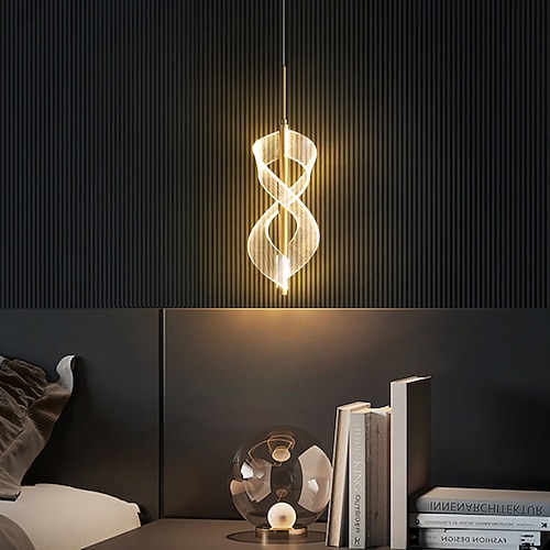 LED-Pendelleuchte, spiralförmiges Schlafzimmer-Nachttisch-Droplight, 30 cm, moderne, minimalistische Esszimmerbar, verstellbare lange Linie, Hardware-Pendelleuchte, Deckenleuchte Image