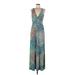 Zen Knits Casual Dress V Neck Sleeveless: Blue Dresses - Women's Size Medium