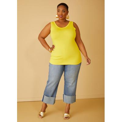 Plus Size Cropped Cuffed Straight Leg Jeans