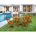 HomeStock Rococo Radiance This 5 Pc Acacia Wood Outside Patio Sets Offers One Outdoor Table And Two Side Patio Dining Chairs And Two Foldable Arm Chairs