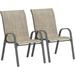 Techmilly Patio Dining Chairs Set of 2 Outdoor High Stacking Chairs Backyard Deck Garden Chairs Indoor Breathable High-Density Fabric Chairs Restaurant Kitchen Dining Trattoria Chairs Khaki