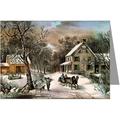 Currier And Ives Christmas American Homestead Winter 8-Greeting Cards In A Boxed Set