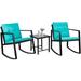 Flamaker 3 Pieces Patio Furniture Set Rocking Wicker Bistro Sets Modern Outdoor Rocking Chair Furniture Sets Clearance Cushioned PE Rattan Chairs Conversation Sets with Coffee Table (Beig