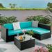 Waleaf 5 Pieces Outdoor Furniture Rattan Sectional Patio Sofa Outdoor Indoor Backyard Porch Garden Poolside Balcony Wicker Conversation Set with Table