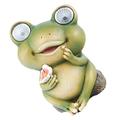 Resin Ornament Out Door Decor Solar Frog Light Cartoon Lantern Creative Animal Sculpture Garden Statue