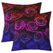 YST Rose Throw Pillow Covers 22x22 Inch Set of 2 Ombre Floral Pillow Covers For Girls Women Romantic Valentine S Day Cushion Covers Vintage Blossom Flowers Pillow Covers Red Purple Blue