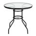 Outdoor Dining Table with Toughened Glass and Steel Frame - Not specified - 24.7 - Elevate your outdoor dining experience with style and durability