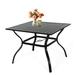 Black Metal Patio Dining Table with Umbrella Hole - black - 37.48 - Elevate your outdoor space with this versatile dining table - ideal for any outdoor setting!