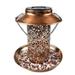 VALSEEL Bird Feeders for Outdoors Netal Wrought Iron Solar Lamp Hollow Outdoor Antique Hanging Bird Feeder