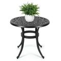 Danolapsi 30.25 Outdoor Dining Table Round Patio Cast Aluminum Table Patio Bistro Table Bistro Table with Umbrella Hole Outdoor Side Table Furniture Set for Kitchen Garden Yard