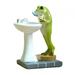 simhoa Frog Statue for Garden Outdoors Frog Figurine Gift Ornament Sculpture for Garden Office Table Balcony Living Room Wash frog