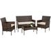 Patio Furniture Set 4 Pieces Outdoor Rattan Chair Wicker Sofa Garden Conversation Bistro Sets for Yard Pool or Backyard