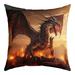 YST 3D Dragon Cushion Cover Kids Dragon Decorative Pillow Cover Magic Animal Throw Pillow Cover 18x18 Inch Magical Pillow Covers Pterosaur Dino Cushion Case