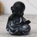 Handmade Polyresin Decorative Monk Buddha Statue Silver & Black