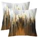 YST Set of 2 Abstract Art Pillow Covers Orange Gold Grey Throw Pillow Covers Geometry Stripe Cushion Covers 18x18 Inch Golden Metallic Sequins Tie Dye Modern Cushion Cases