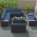 Outdoor Patio Furniture Set 12 Pieces Outdoor Furniture All Weather Patio Sectional Sofa PE Wicker Modular Conversation Sets with Coffee Table 10 Chairs & Seat Clips(Dark Blue)