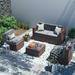 ECOPATIO 5 Pieces Patio Conversation Set Outdoor Sectional PE Rattan Wicker Furniture Seat Grey