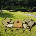 Foldable Portable Dining Table Set 1 Table 4 Folding Chairs Wooden Camping Picnic Table For Garden Patio Backyard Cooking