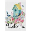 Hyjoy Bird House Garden Flag 12 x 18 Inch Vertical Double Sided Welcome Yard Garden Flag Seasonal Holiday Outdoor Decorative Flag for Patio Lawn Home Decor Farmhous