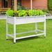 DWVO Raised Garden Bed with Planter Box with Legs & Lockable Wheels Elevated Wooden Planter Box Stand for Backyard Patio Balcony 400lb Capacity - White