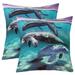 YST Manatees Set of 2 Throw Pillow Covers 22x22 Inch Killer Whales Pillow Covers For Young Marine Animal Ocean Life Cushion Covers Blue Purple Mountain Decorative Pillow Covers