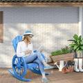 Rocking Chair Outdoor Wooden Rocker Chair with Wheel Shaped Armrests Patio Chair Lounge Chair for Porch Garden Lawn 250 LBS Weight Capacity