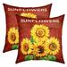 YST Sunflower Throw Pillow Covers 22x22 Inch Set of 2 3D Floral Pillow Covers for Bed Couch Yellow Flowers Decorative Pillow Covers Rustic Farmhouse Red Wooden Board Botanical Cushion Covers