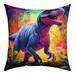 YST Toddler Dinosaur Pillow Cover Watercolor Dino Cushion Cover for Boys Girls Tyrannosaurus Rex Rainbow Jungle Throw Pillow Cover 24x24 Inch Wild Animal Cushion Case