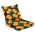 2 Piece Indoor/Outdoor Cushion Set Orange slices dark seamless pattern Citrus fruit background Casual Conversation Cushions & Lounge Relaxation Pillows for Patio Dining Room Office Seating
