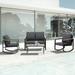 WangSiDun Patio Furniture Set 4-Piece Modern Metal Outdoor Conversation Set with Coffee Table and 2 Rocking Chairs for Backyard Poolside Gray