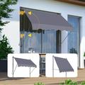 118 Manual Retractable Awning Non-Screw Outdoor Sun Shade Curtain with UV Protection Outdoor Height & Angel Adjustable Canopy Patio Door Window Awning Canopy Sun Shade Shelter