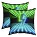 YST Teal Green Black Cushion Covers Neon Lightning Striped Pillow Covers Gamer Throw Pillow Covers for Bed Sofa Glitter Glowing Stripes Geometric Decorative Pillow Covers 20x20 Inch Set of 2