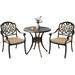 Haverchair 3 Piece Bistro Set Outdoor Cast Aluminum Patio Dining Set Table and Chairs Outside Bistro Furniture 2 Chairs with Khaki Cushions and 1 Umbrella Table for Lawn Garden