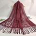 Floral Lace Scarf for Women - Lightweight Shawl Wrap with Fringe for Evening Dresses and Weddings