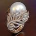 1pc New Ring Jewelry With Faux Pearl & Feather For Men