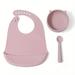 3-piece Cat Series Feeding Utensils Baby Special Food Bowl Spoon Set 1-2 Children Anti-fall Silicone Suction Bowl Baby Eating Bib Silicone Waterproof Super Soft Food Supplement Spoon Silicone Soft