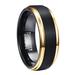 1pc Stylish and Durable Tungsten Ring with Golden Edge and Black Matte Finish - Available in Sizes 7-15