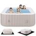 6 Person Inflatable Hot Tub 73in Upgraded Home Spa Tub with Hidden Machine 130 Massage Jets Portable Patio Hot Tub with Storage Bag Lockable Cover Floor Mat Max 104â„‰ Brown