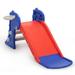 3 in 1 Freestanding Toddler Slide Indoor Outdoor Playground with Basketball Hoop and Ball for Kids Under 3 Years Red & Blue
