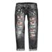 EHQJNJ Female Black Jeans Petite Womens Jeans Baseball Print Ripped Pants Baggy Jeans for Women Petite Short Jeans for Women Baggy Black