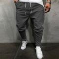 Men's Joggers Trousers Cropped Pants Casual Pants Drawstring Elastic Waist Solid Color Comfort Quick Dry Daily Streetwear Cotton Blend Fashion Casual Loose Fit Navy Black