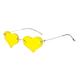 Fashion Heart Shaped Ocean Glass Sunglasses 2024 Ultra Light Popular Diamond Frameless Glasses Street Shooting Eyeglasses silver yellow