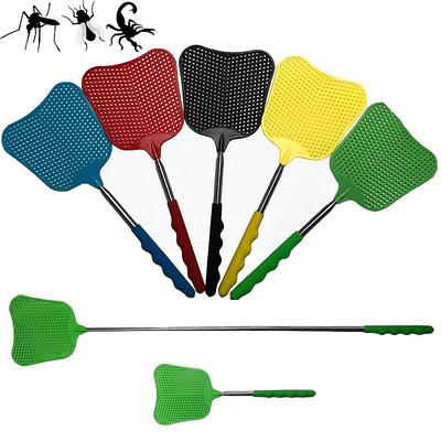 1pc Retractable Plastic Fly Swatter With Stainless Steel Lever, Summer Mosquito Swatter, Home Daily Use Fly Killer Artifact, For Indoor Outdoor Classroom