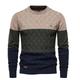 Men's Pullover Sweater Jumper Fall Sweater Jumper Waffle Knit Regular Knitted Color Block Crew Neck Modern Contemporary Work Daily Wear Clothing Apparel Winter Blue Brown S M L