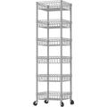 JIAH 6 Tier Wire Shelving Unit with Baskets Storage Rack Corner Shelf Shelving Adjustable Storage Shelf 13.4 D x 13.4 W x 62.99 H Silver
