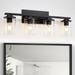 Bathroom Light Fixtures Black Vanity Lights for Bathroom 4-Light Bathroom Lighting Over Mirror Modern Bathroom Wall Light with Clear Glass Shade and E26 Base(Black 4-Light)