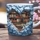 3D Bookshelf Coffee Mug, Easter Decorations Ceramic Mug, Creative Space Design Multi-Purpose Mugs, Book Lover Mug Birthday Gifts Coffee Mugs for Library Office