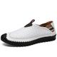 Men's Loafers Slip-Ons Moccasin Comfort Shoes Mesh Casual British Home Daily Cycling Shoes Walking Shoes Mesh Cowhide Breathable Gray Summer