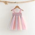 Summer Girl's Camisole Skirt, Rainbow Wrinkled Mesh Princess Skirt, Cute Girl's Children's Clothing