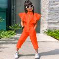 Kids Girls' Overall Jumpsuit Solid Color Active Outdoor 3-7 Years Fall fluorescent green Orange